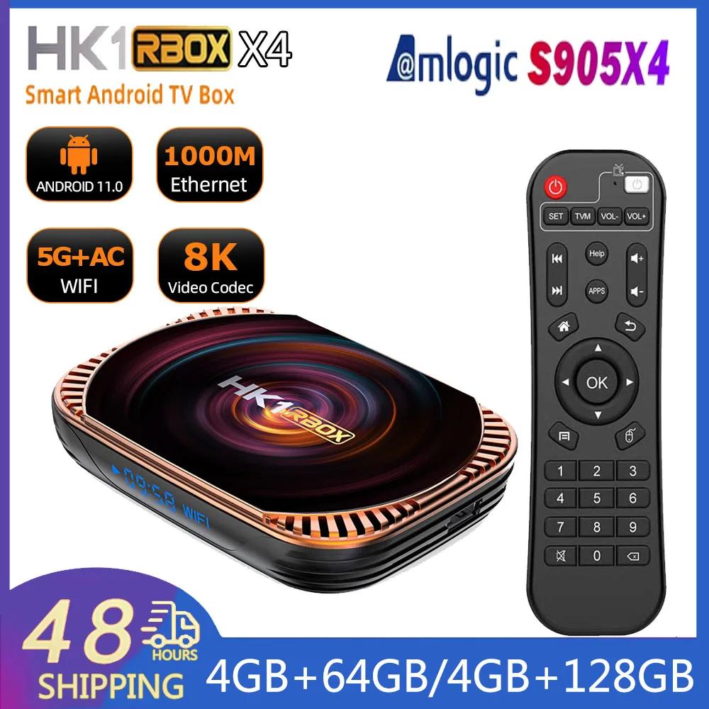 HK1 RBOX X4 Ʈ ȵ̵ TV ڽ, ȵ̵ 11, 2.4G  5G  , BT4.1 ̴, 1000M ̵ ÷̾,  ڽ, Amlogic S905X4